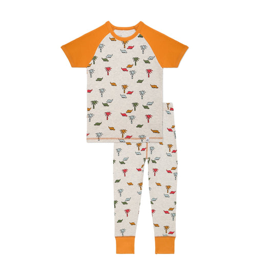 Organic Cotton Two Piece Pajama Set Oatmeal Print