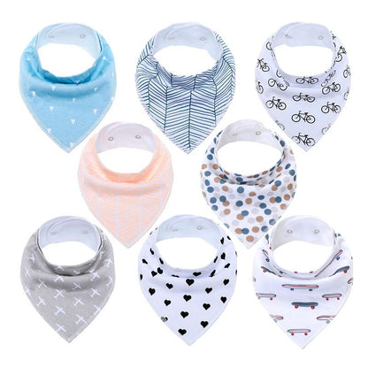 8Pcs Soft Cotton Colorful 100% Organic Bibs