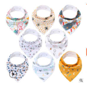 8Pcs Soft Cotton Colorful 100% Organic Bibs