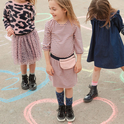 Organic Cotton Striped Dress With Pouch