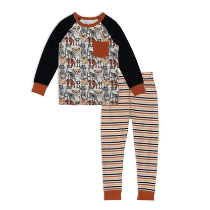 Organic Cotton Two Piece Pajama Set With Dog Print