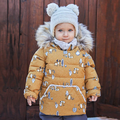 Printed Woodland Animals Two Piece Baby Snowsuit Yellow