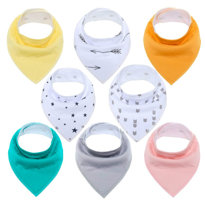 8Pcs Soft Cotton Colorful 100% Organic Bibs