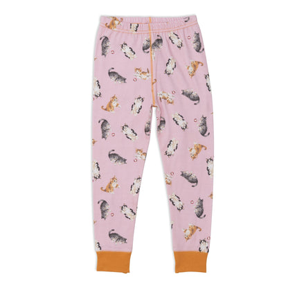 Organic Cotton Two Piece Printed Pajama Set With Cats