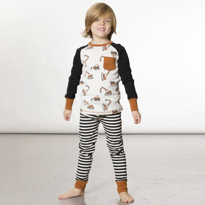 Organic Cotton Two Piece Pajama Set Bulldozer "Glow in the Dark"