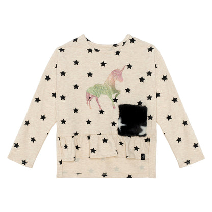 Organic Cotton Jersey High and Low Top With Stars