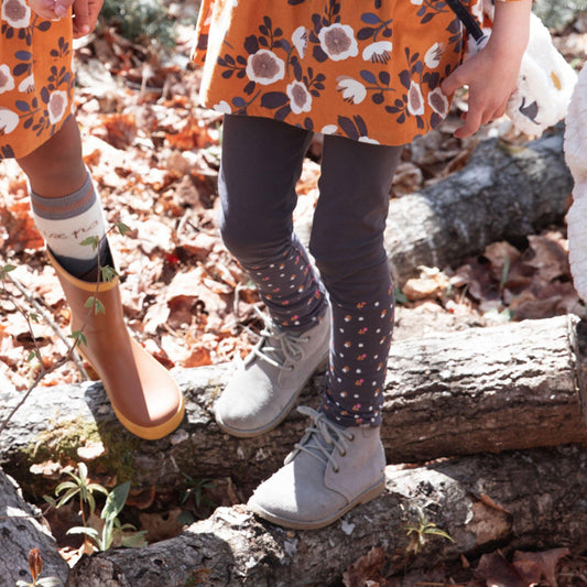 Organic Cotton Printed Legging Charcoal Grey Flowers