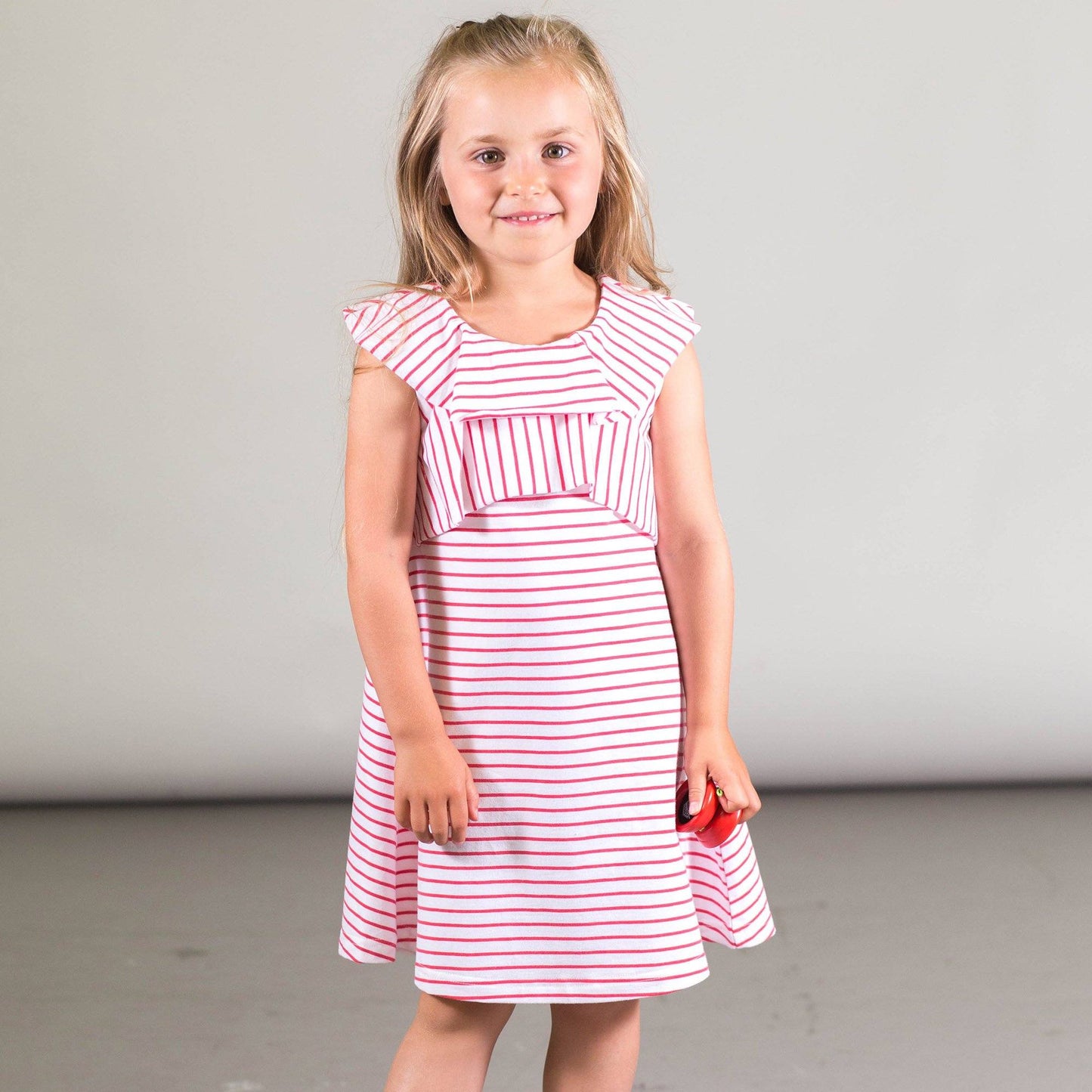 Organic Cotton Striped Ruffle Dress