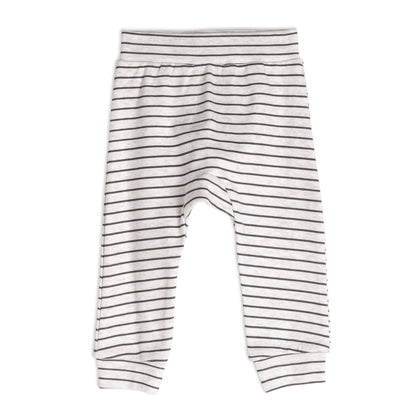 Organic Cotton Striped Top And Pant Set Yellow And Heather Beige