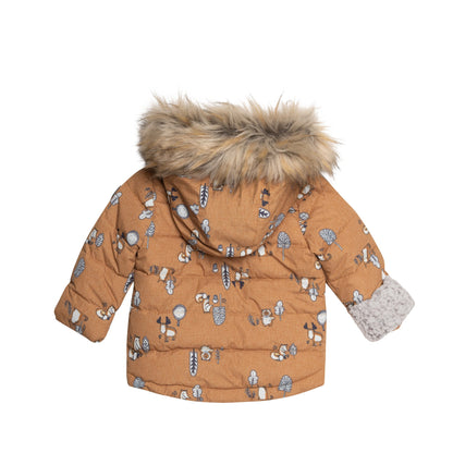 Printed Woodland Animals Two Piece Baby Snowsuit Yellow