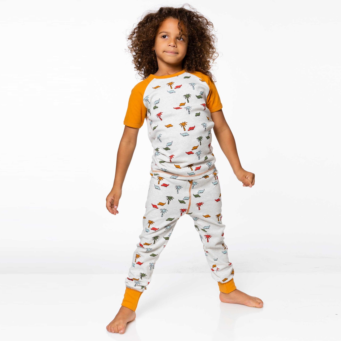 Organic Cotton Two Piece Pajama Set Oatmeal Print