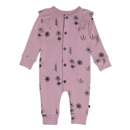 Organic Cotton Jumpsuit Printed Flowers Dusty Purple