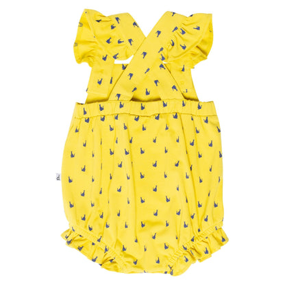 Organic Cotton Kangaroo Print Romper with Ruffles straps