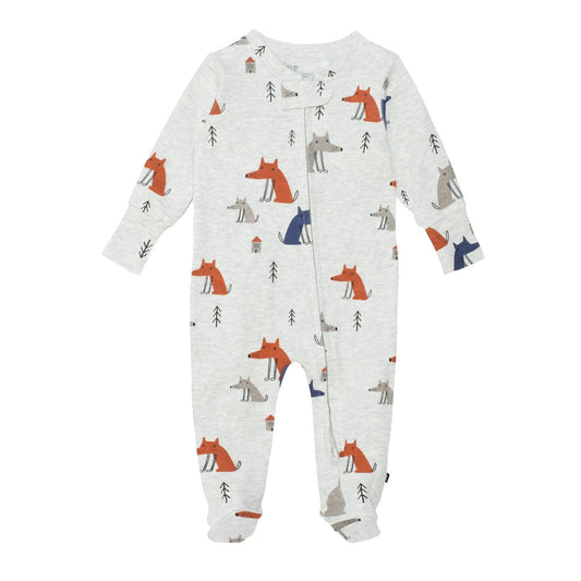 Organic Cotton Pajamas Light Grey Fox Printed