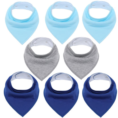 8Pcs Soft Cotton Colorful 100% Organic Bibs