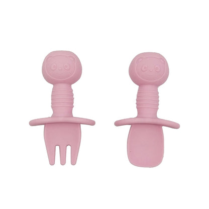 2pcs Silicone Food Grade Baby Mini Fork and Spoon Set