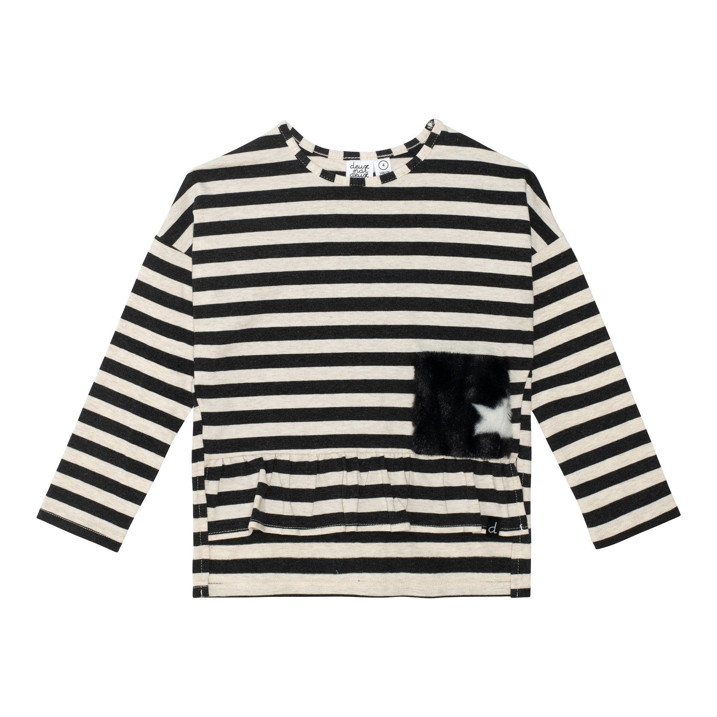 Organic Cotton Jersey High and Low Top With Stripes