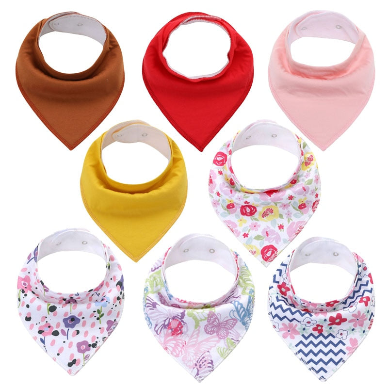 8Pcs Soft Cotton Colorful 100% Organic Bibs