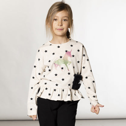 Organic Cotton Jersey High and Low Top With Stars