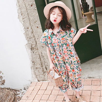 Summer Floral Overalls Pant For Kids