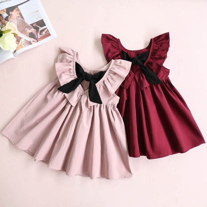 Cute Baby Girls Summer Sundress Bowknot Short Mini Vest Dress