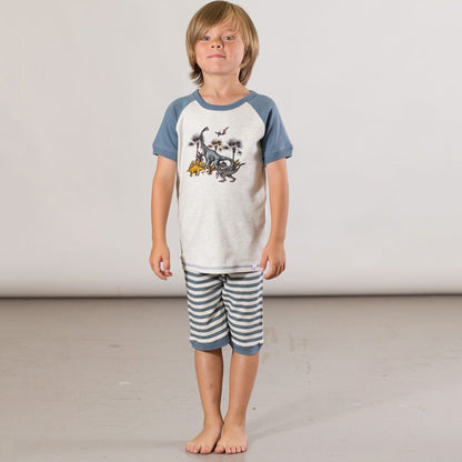 Striped organic cotton top and shorts pajama set