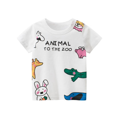 Cotton Kids T-Shirt Children Summer Cartoon Short Sleeve