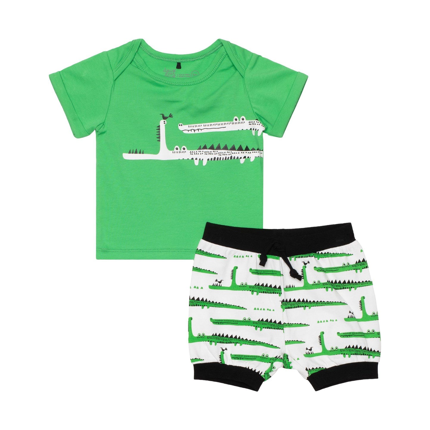 Organic Cotton Short Sleeve Top and Crocodile Print Short Set