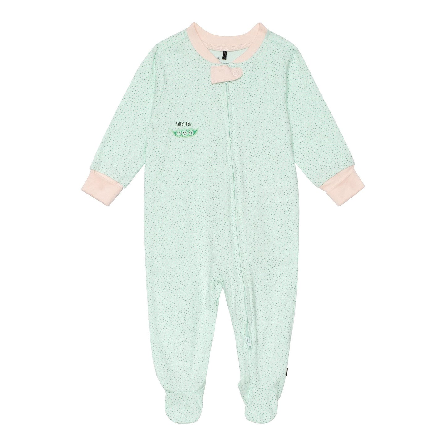 Organic Cotton One Piece Pajama With Pea Print