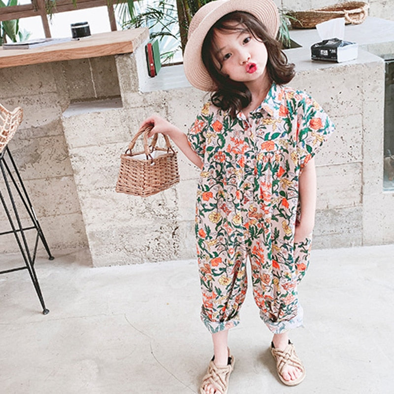 Summer Floral Overalls Pant For Kids