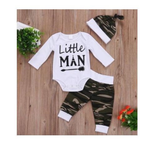 Little Man” 3-piece camouflage clothing set