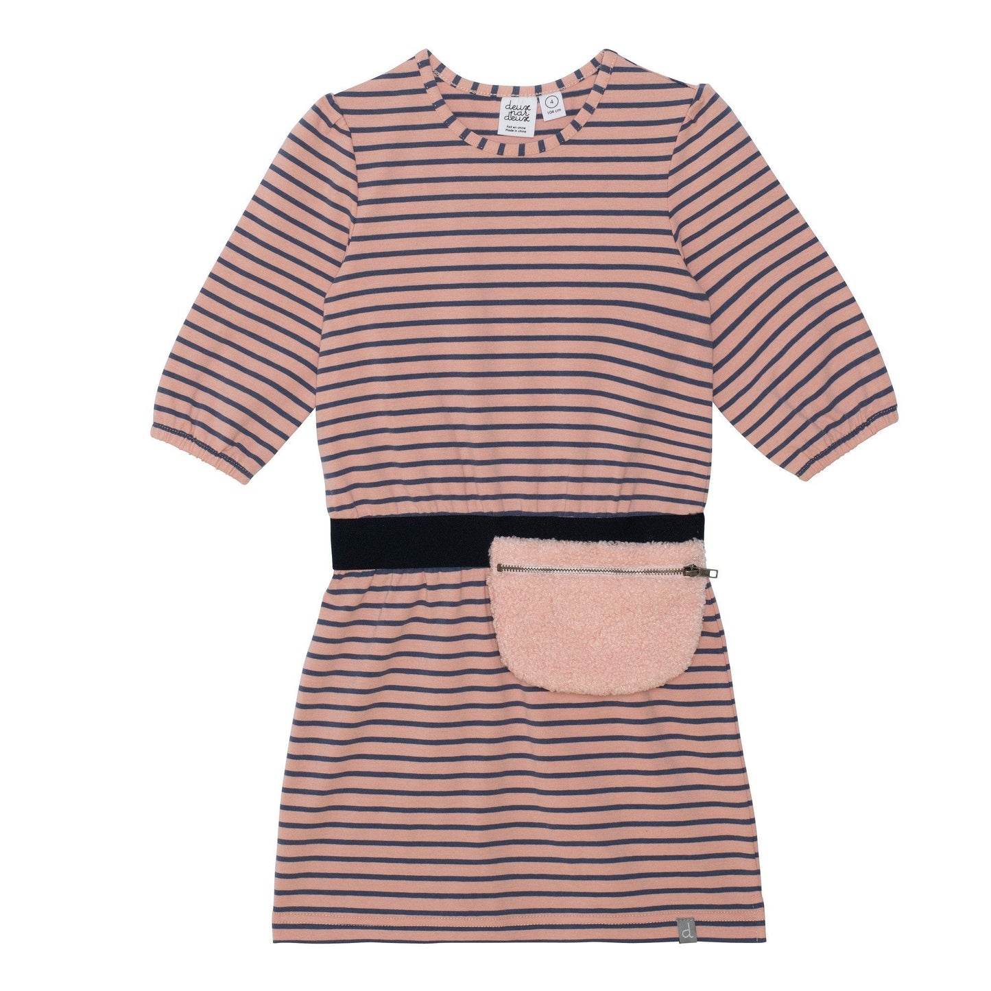 Organic Cotton Striped Dress With Pouch