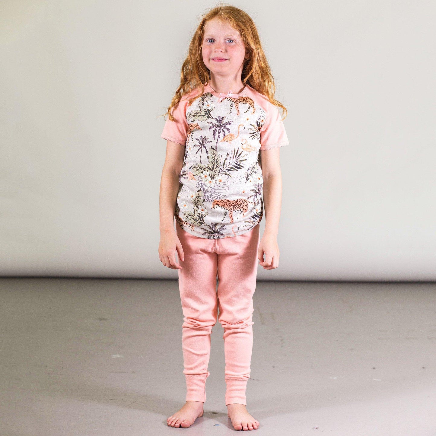 Organic Cotton Short Sleeve Pajama Set with Solid Pant "Glow in the dark"