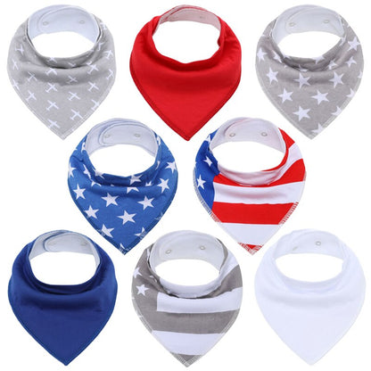 8Pcs Soft Cotton Colorful 100% Organic Bibs