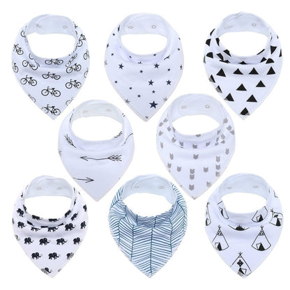 8Pcs Soft Cotton Colorful 100% Organic Bibs