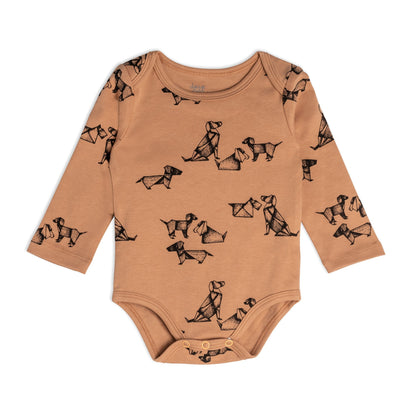 Organic Cotton Bodysuit And Overall Set Printed Dogs