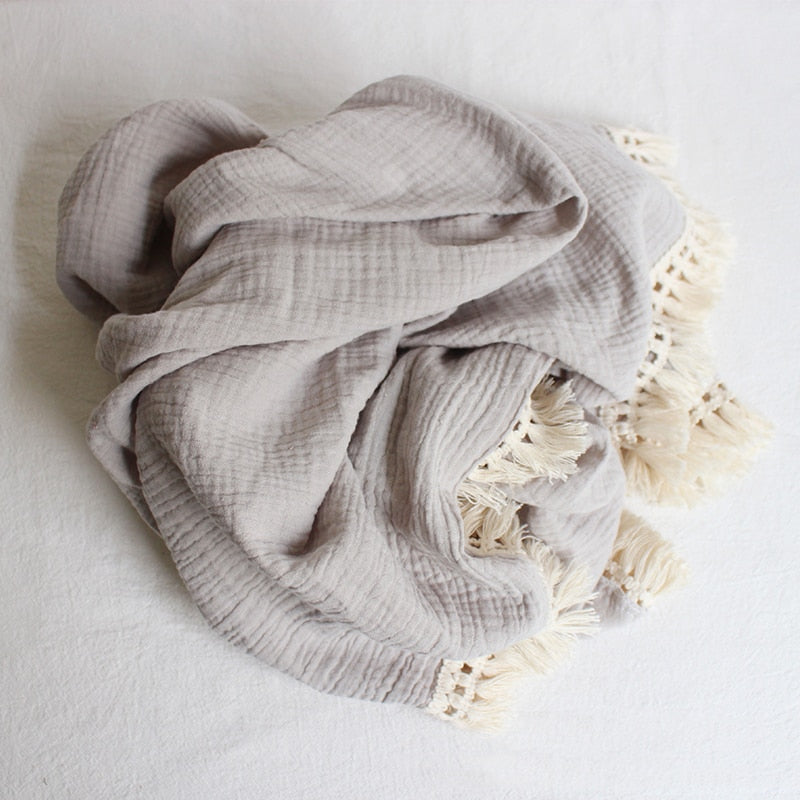 Organic Cotton  Baby Tassel Blankets