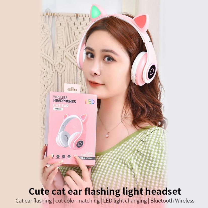 LED Cat Ear Noise Cancelling Headphones Bluetooth