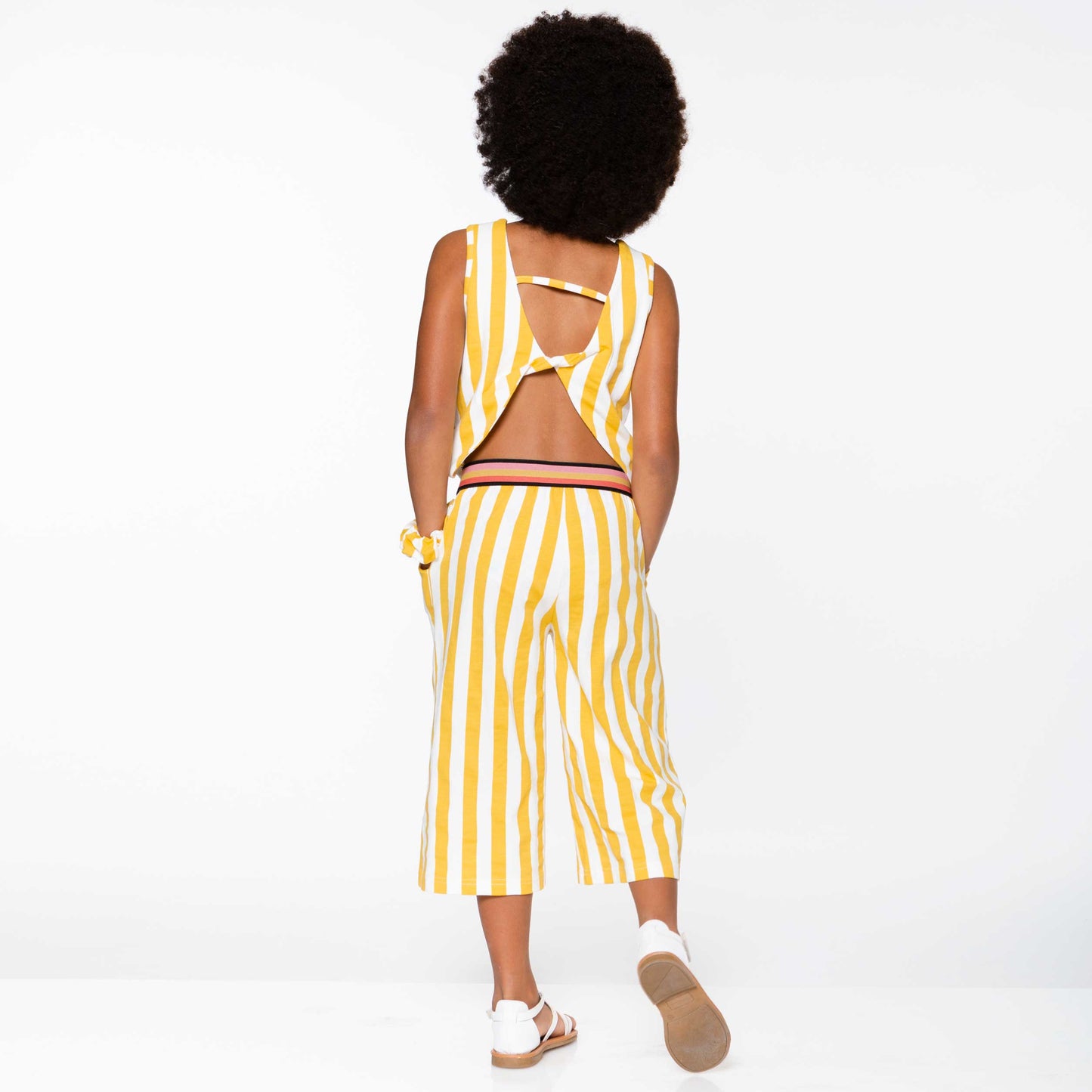 Organic Cotton Jumpsuit Yellow Stripe