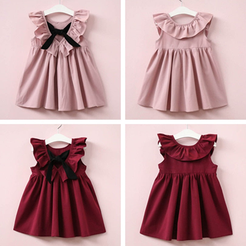 Cute Baby Girls Summer Sundress Bowknot Short Mini Vest Dress