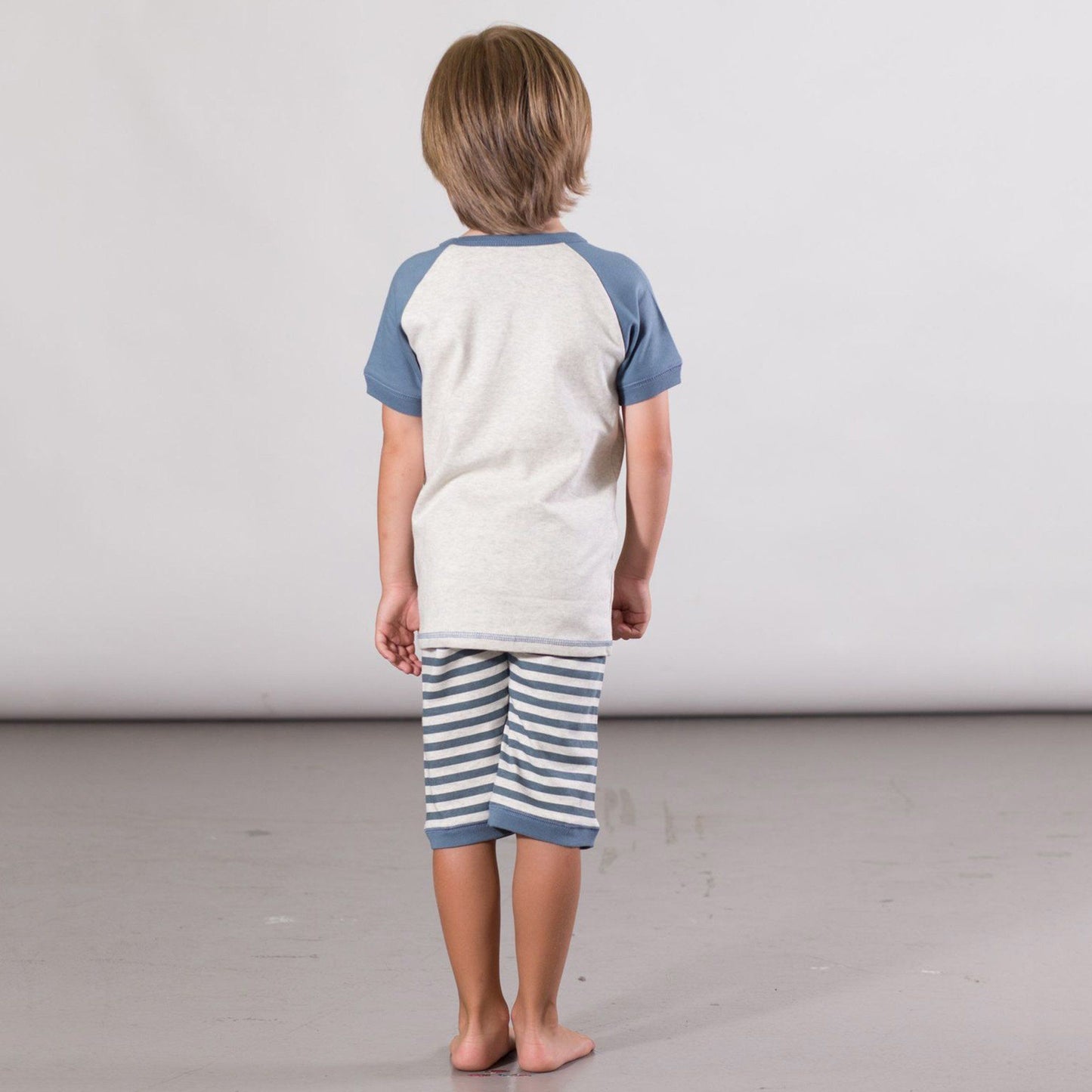 Striped organic cotton top and shorts pajama set