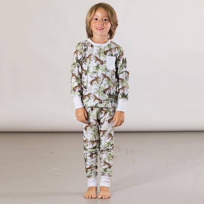 Organic Cotton Long Sleeve Printed Pajama Set with Tigers