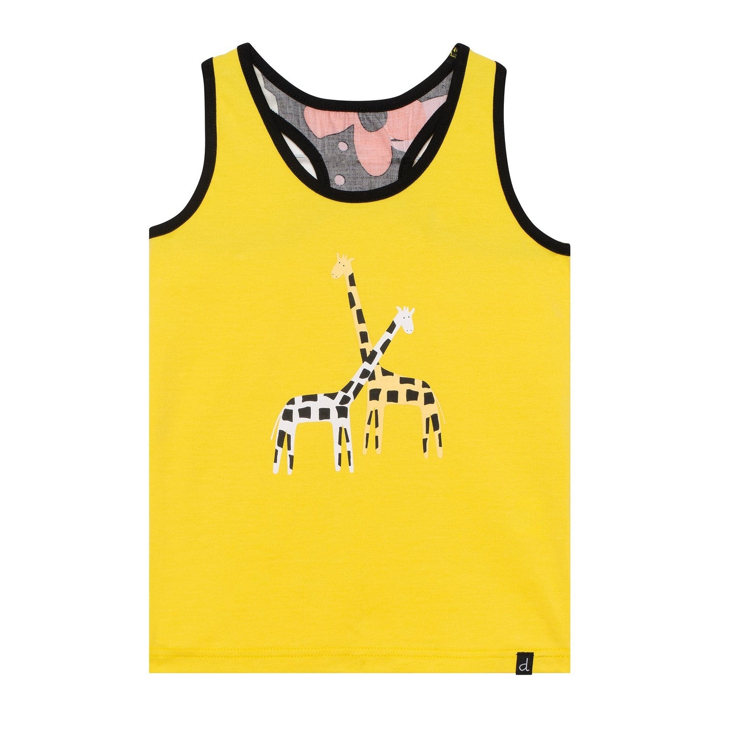 Organic Cotton Ringer Tank Top With Giraffe Print