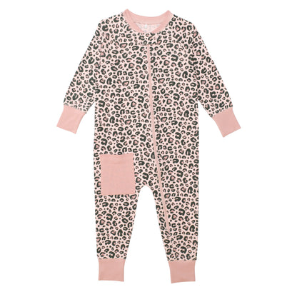 Organic Cotton One Piece Pajama Leopard Print