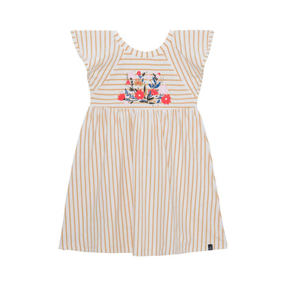 Organic Cotton Striped Dress Beige