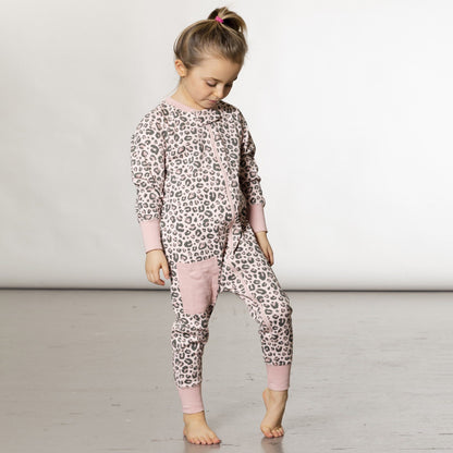 Organic Cotton One Piece Pajama Leopard Print