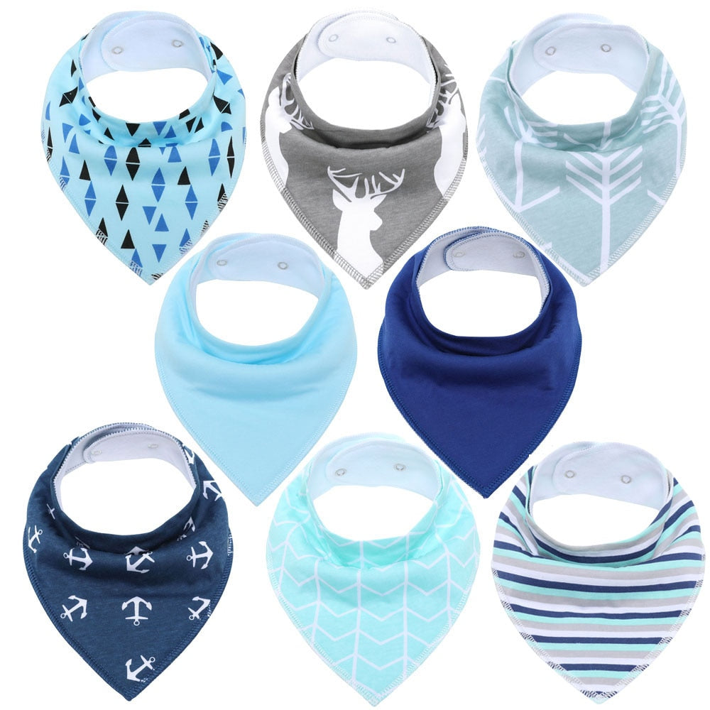 8Pcs Soft Cotton Colorful 100% Organic Bibs