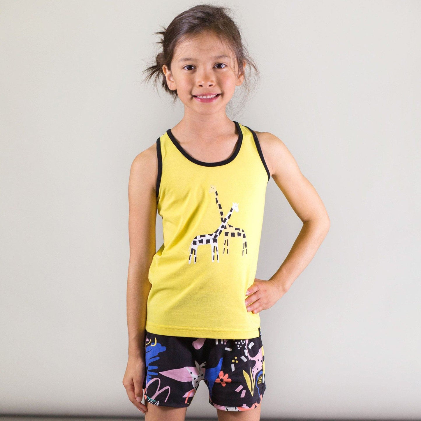 Organic Cotton Ringer Tank Top With Giraffe Print