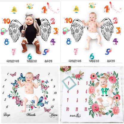 Newborn Baby Milestone Blankets Photography Blanket Bathing Towels Flower Print Soft Blanket DIY Infant Photography Props