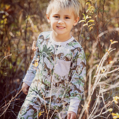 Organic Cotton Long Sleeve Printed Pajama Set with Tigers